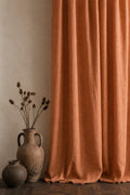 Terracotta Linen Curtain, Rustic Linen Drapes, Farmhouse Curtain Panel, Boho Window Treatment, Custom Curtain - Image 3
