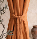 Terracotta Linen Curtain, Rustic Linen Drapes, Farmhouse Curtain Panel, Boho Window Treatment, Custom Curtain - Image 1
