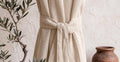 Beige Linen Curtain Tieback, Neutral Farmhouse Drapes, Rustic Linen Look Curtain Panel, Soft Cream Window Treatment - Image 3